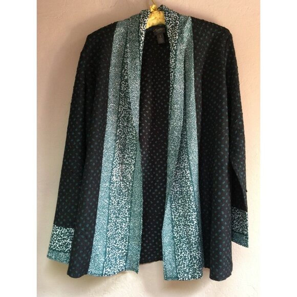 Travelers Chico's Size 1 Shawl Collar Cardigan Sweater Crinkle Knit Lightweight - Picture 1 of 9